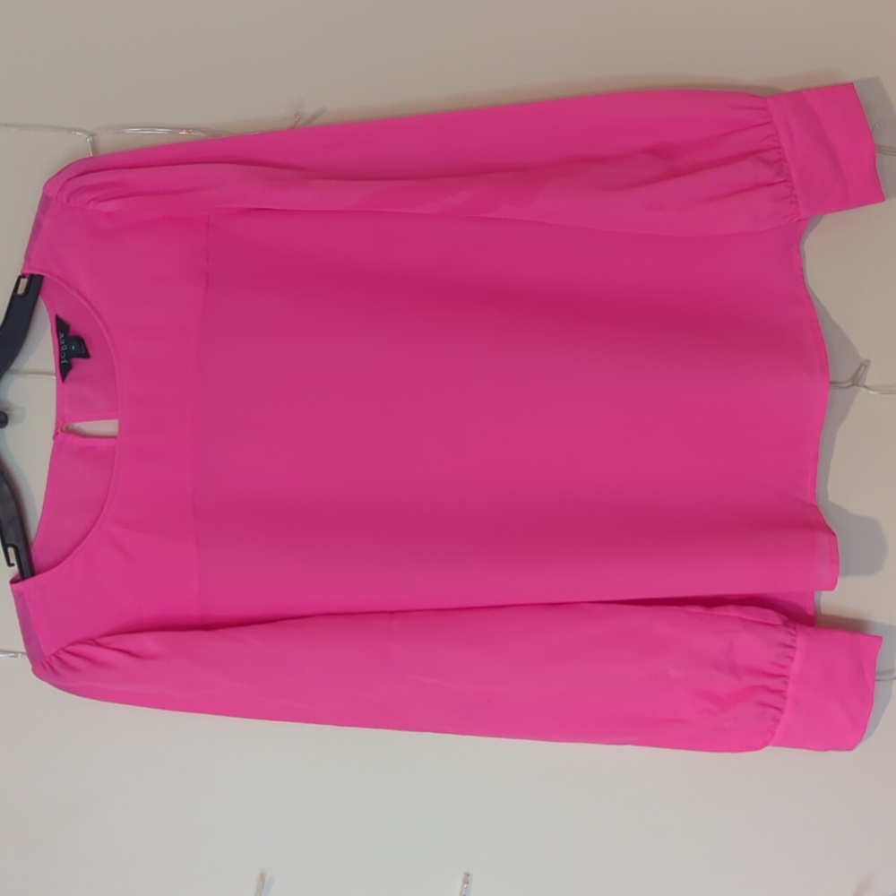 J. Crew Sheer Bright Pink Blouse, Size M
